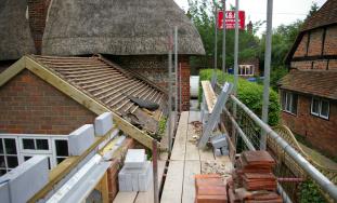 Constuction image of two storey extension to cottage in Monks Risborough